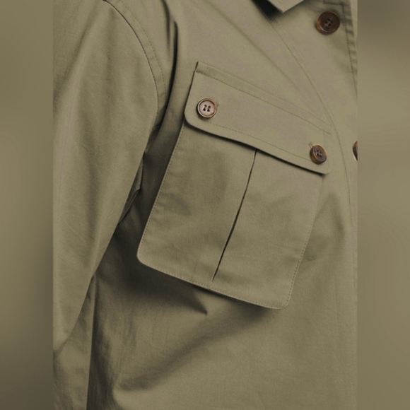 NWT Men's Cotton Lightweight Multi Pocket Jacket (Army Green) - Gentle Herd - Picture 5 of 13